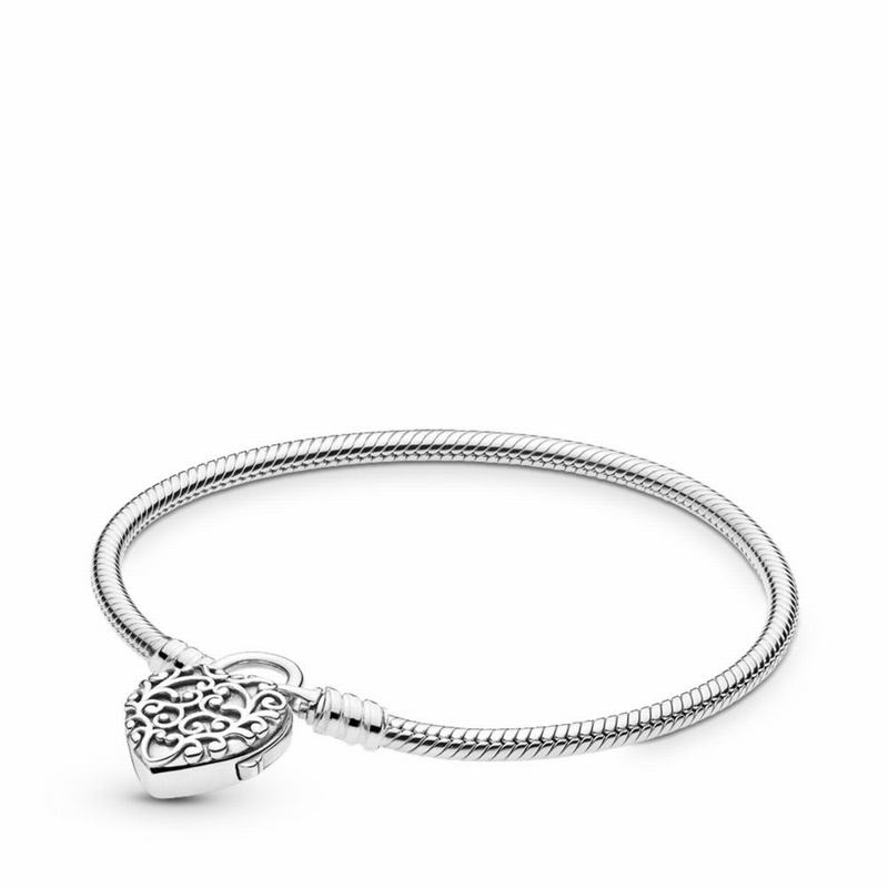 Pandora Smooth Padlock Bracelet Ireland - Sterling Silver - 180239PIW